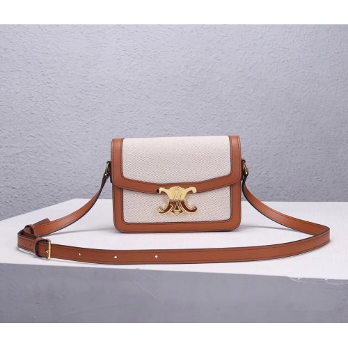 Celine BORSA TEEN TRIOMPHE IN TELA TRIOMPHE E PELLE DI VITELLO CL88423 bianco