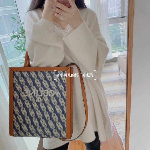 Celine BORSA TEEN TRIOMPHE IN TELA TRIOMPHE E PELLE DI VITELLO CL91041 blu