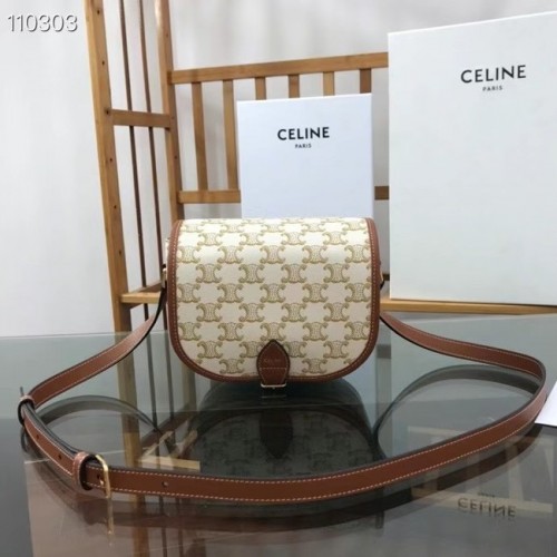 Celine BORSA A SPALLA TRIOMPHE IN TELA TRIOMPHE E VITELLO 191502 BIANCO