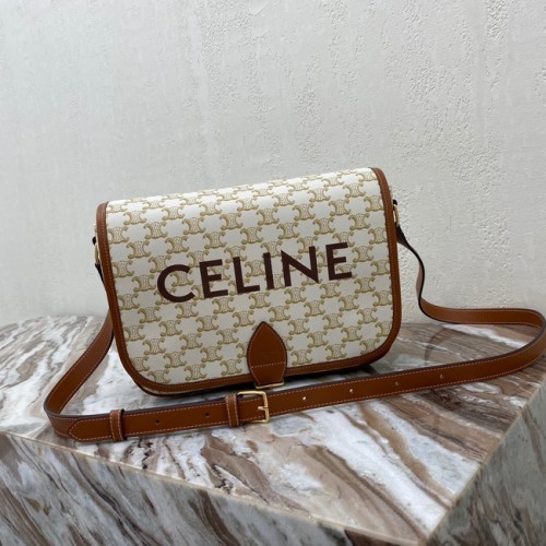 Celine BORSA A SPALLA TRIOMPHE IN TELA TRIOMPHE E VITELLO 193902 BIANCO