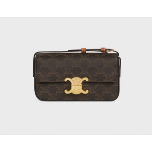 Celine BORSA A SPALLA TRIOMPHE IN TELA TRIOMPHE E VITELLO 194142 TAN