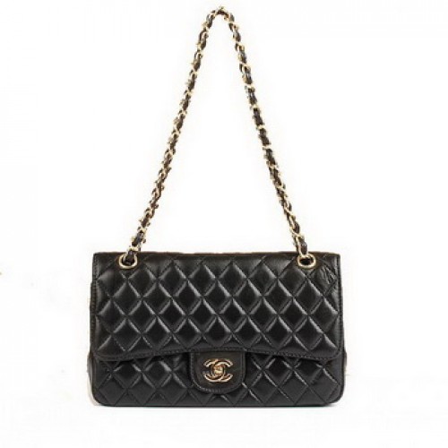 Chanel Borsa con patta serie 2.55 1112 Hardware dorato in pelle nera