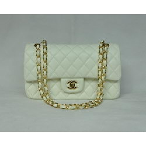 Borsa classica con patta Chanel 1112 Hardware dorato in pelle beige