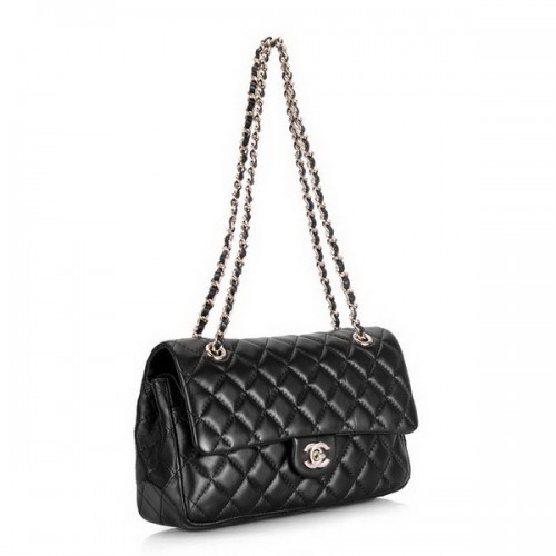 Chanel 2.55 Borsa con patta serie classica 1112 Hardware dorato in pelle nera