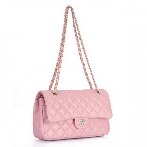 Borsa con patta Chanel 2.55 serie classica in pelle rosa 1112