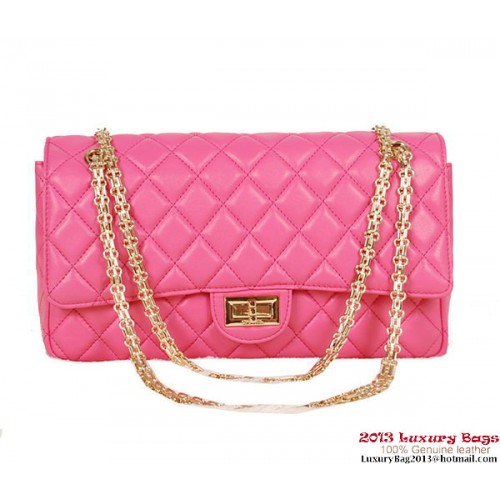 Borsa Chanel 1113 classica con patta rosa pelle di pecora oro