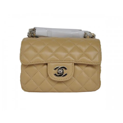 Cheap Chanel Classic mini Flap Bag 1115 Pelle di montone color albicocca Hardware argento