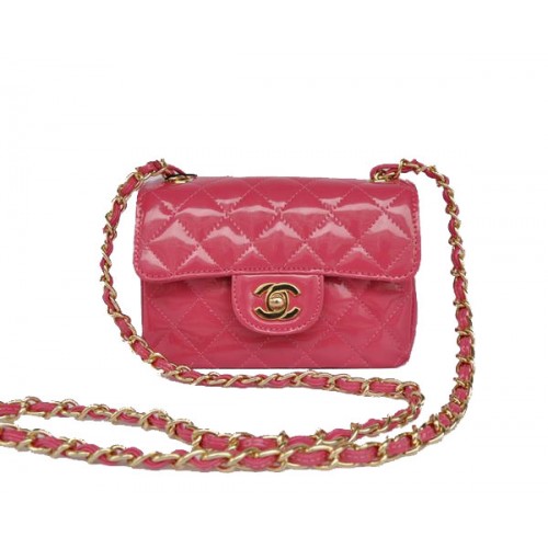 Cheap Chanel Classic mini Flap Bag 1115 Peach Patent Hardware dorato