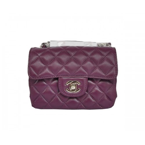 Cheap Chanel Classic mini Flap Bag 1115 Pelle di pecora viola hardware argento