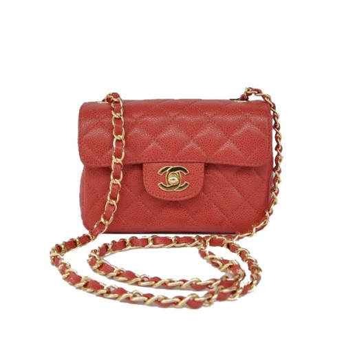 Cheap Chanel Classic mini Flap Bag 1115 Hardware dorato in pelle rossa
