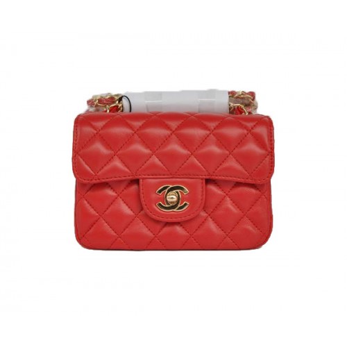 Cheap Chanel Classic mini Flap Bag 1115 Pelle di pecora rossa Hardware dorato