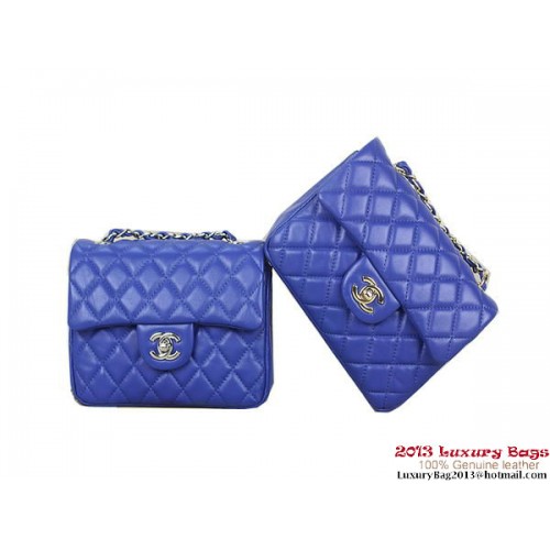 Borsa Chanel 1115 mini classica con patta in pelle di montone blu