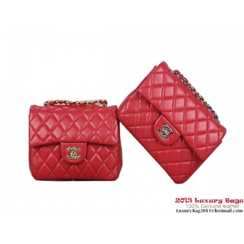 Borsa Chanel 1115 mini classica con patta in pelle di montone rossa