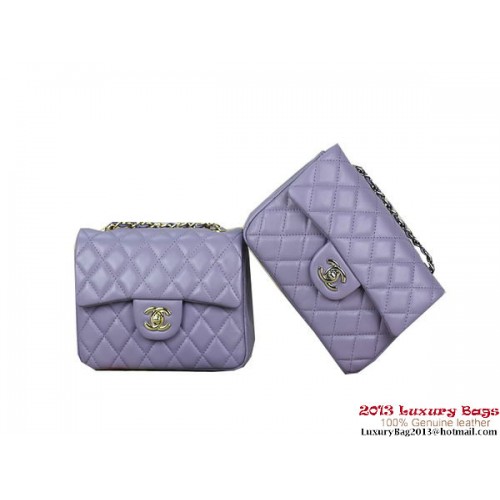 Borsa Chanel 1115 mini classica con patta in pelle di montone viola