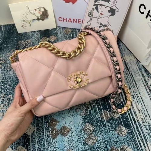 Borsa con patta Chanel 19 AS1160 AS1161 AS1162 rosa
