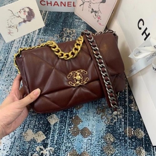 Borsa con patta Chanel 19 AS1160 Bordeaux
