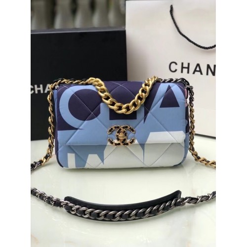 Borsa con patta Chanel 19 AS1160 blu