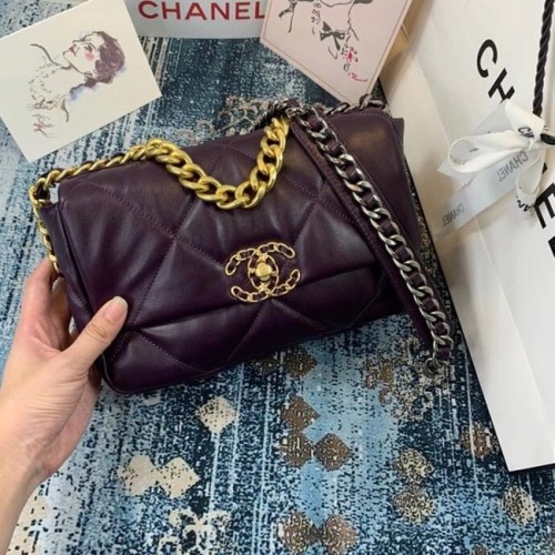 Borsa con patta Chanel 19 AS1160 viola intenso