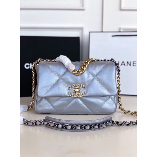Chanel 19 borsa con patta AS1160 argento