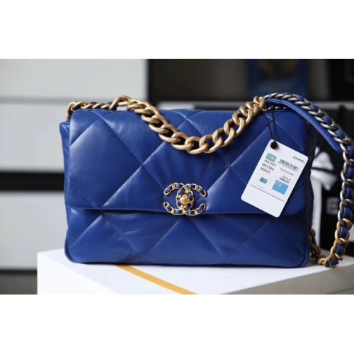 Borsa con patta Chanel 19 AS1161 blu