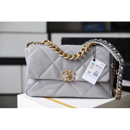 Borsa con patta Chanel 19 AS1161 grigia