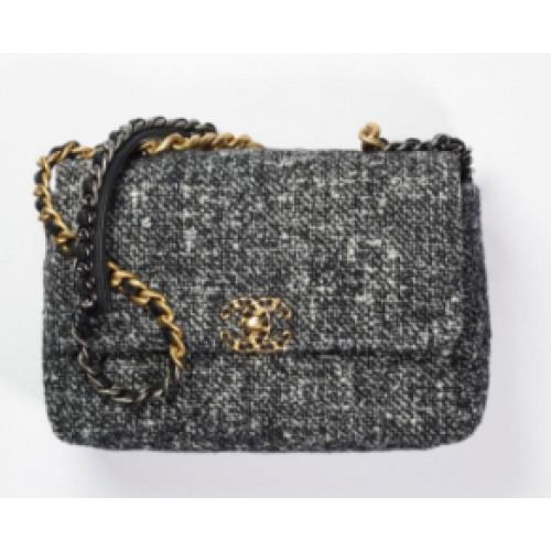 Borsa con patta Chanel 19 Tweed AS1160 nera