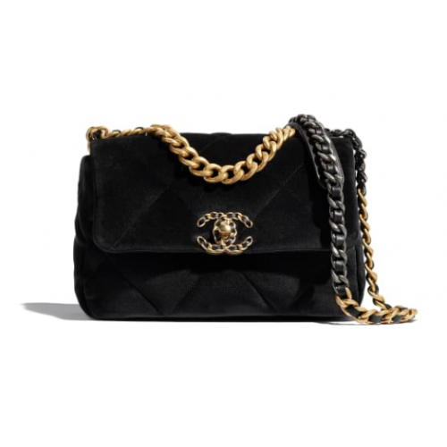 Borsa Chanel 19 con pattina in velluto AS1160 nera