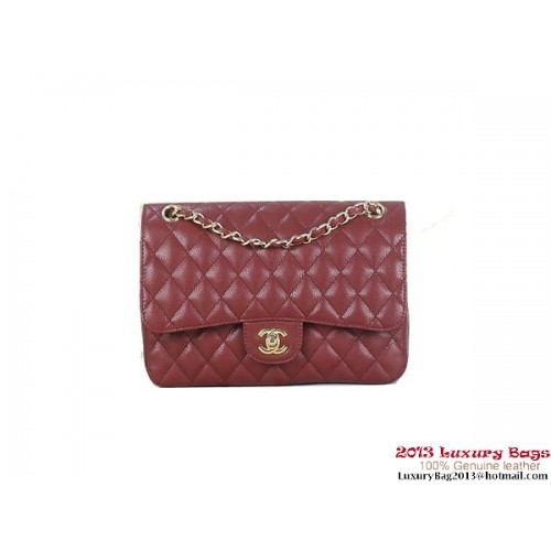 Chanel 2.55 Classic Flap Bag Bordeaux Original Cannage Patterns Pelle Oro