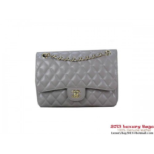 Chanel 2.55 Classic Flap Bag Grey Original Cannage Patterns Pelle Oro