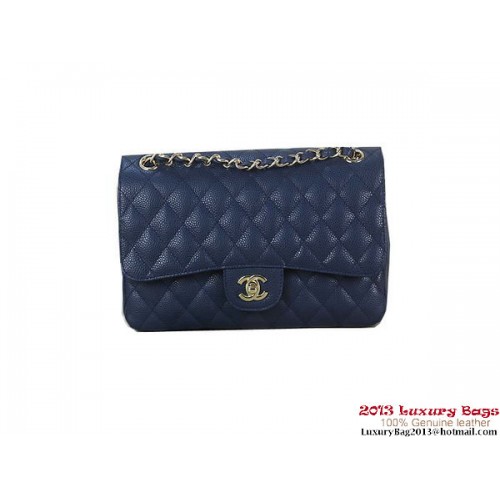 Chanel 2.55 Classic Flap Bag RoyalBlue Original Cannage Patterns Pelle Oro