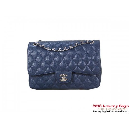 Chanel 2.55 Classic Flap Bag RoyalBlue Original Cannage Patterns Pelle Argento