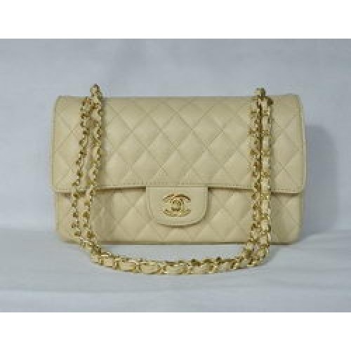 Borsa con patta trapuntata Chanel 2.55 1112 beige con hardware dorato