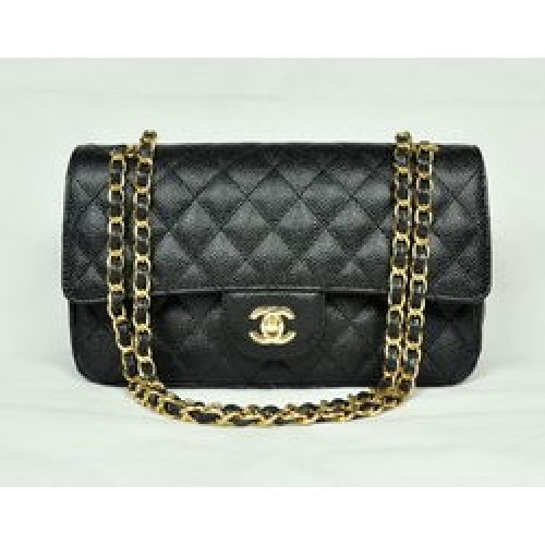 Borsa con patta trapuntata Chanel 2.55 1112 nera con hardware dorato