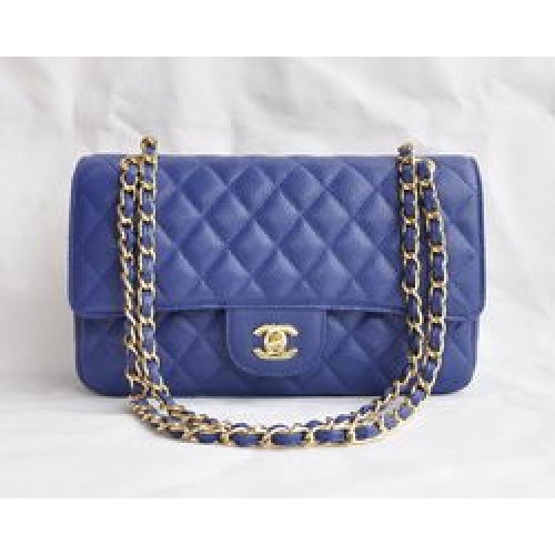 Borsa con patta trapuntata Chanel 2.55 1112 Deep Blue con hardware dorato