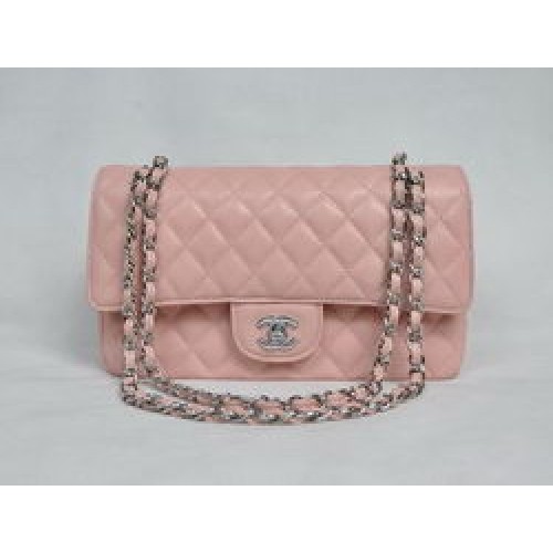 Borsa con patta trapuntata Chanel 2.55 1112 rosa con hardware argento