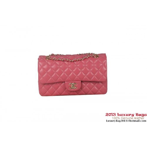 Chanel 2.55 Series A1112 Borsa con patta classica in pelle rosa originale oro