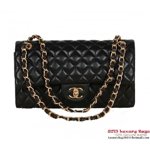 Borsa Chanel serie 2.55 in pelle di montone nera 1112 oro