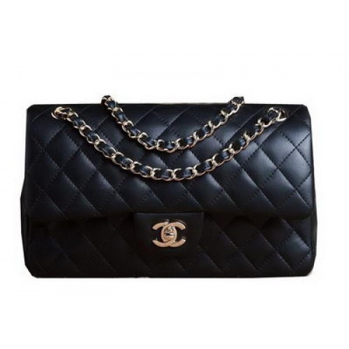 Borsa Chanel serie 2.55 originale pelle di pecora nera CHA1112 oro