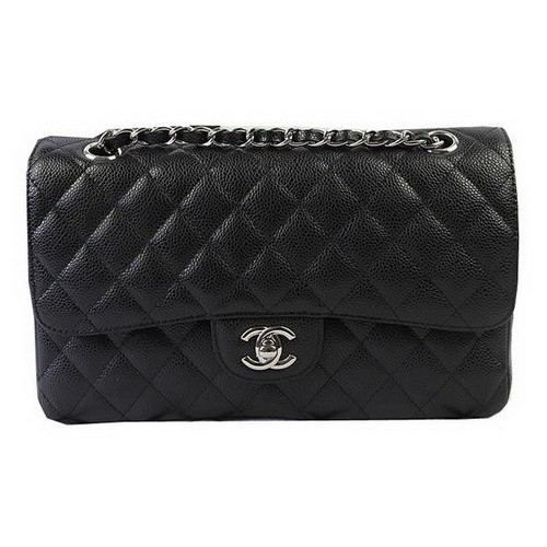 Borse Chanel serie 2.55 in pelle nera modello Cannage CFA1112 argento