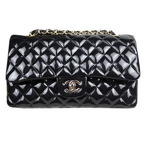 Borse Chanel serie 2.55 in vernice nera originale A1112 oro