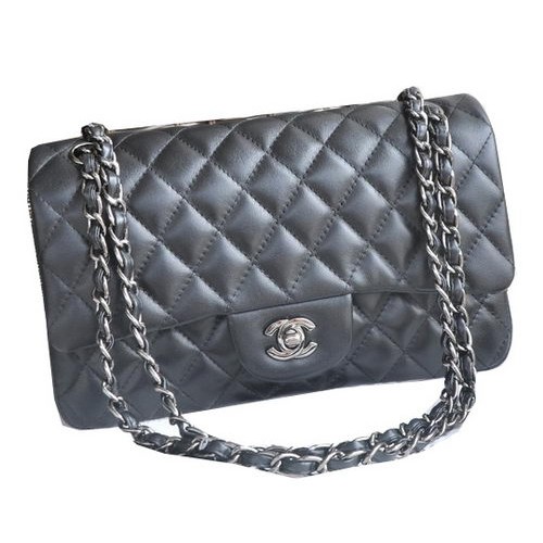 Borse Chanel serie 2.55 Pelle di montone nera CHA1112 Argento