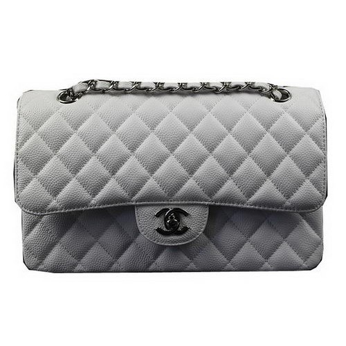 Borse Chanel serie 2.55 in pelle bianca modello Cannage CFA1112 argento
