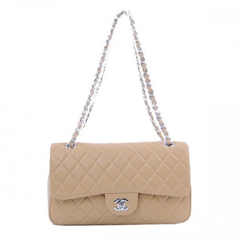 Chanel Borsa con patta classica serie 2.55 1112 Pelle di montone albicocca argento