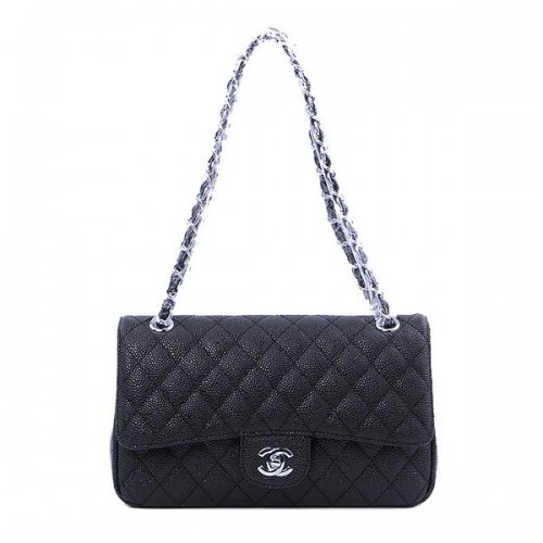 Chanel Borsa con patta classica serie 2.55 1112 Black Cannage Pattern Silver