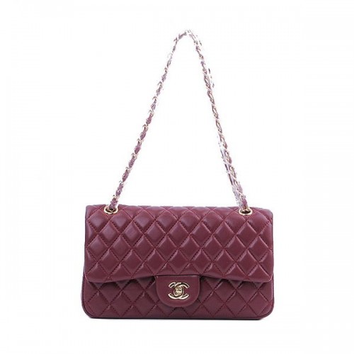 Chanel Borsa con patta classica serie 2.55 1112 Pelle di pecora bordeaux oro