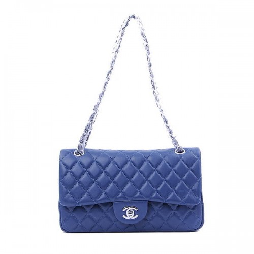 Chanel Borsa con patta classica serie 2.55 1112 RoyalBlue pelle di pecora argento