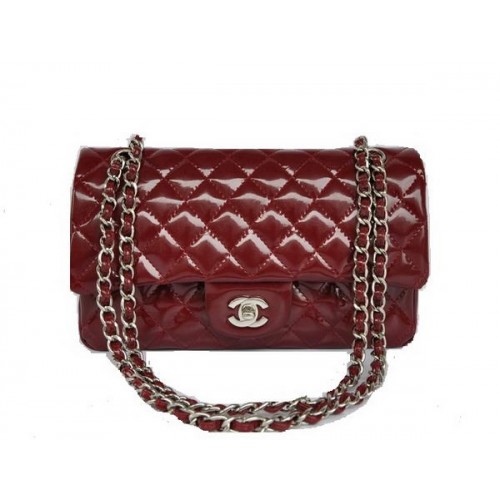 Cheap Chanel 2.55 Series Flap Bag 1112 Hardware argento in pelle verniciata marrone