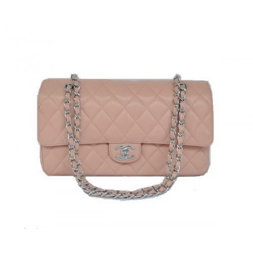 Cheap Chanel 2.55 Series Flap Bag 1113 Hardware argento in pelle rosa