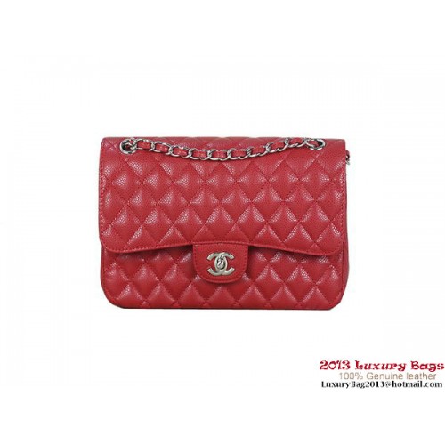Chanel 2.55 Series Flap Bag Red Original Cannage Patterns Pelle A1112 Argento