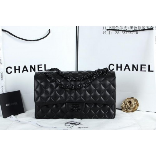 Borse con patta Chanel serie 2.55 in pelle di montone A1112 nera